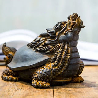 Buddha Gift Handmade Dragon Turtle Iron Powder Rust Cast Resin Statue Home Decoration