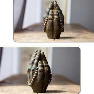 Buddha Gift Handmade Buddha Hand Namaste Iron Powder Rust Cast Resin Statue Decoration