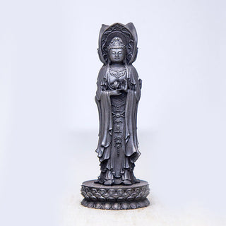 Buddha Gift Three-sided Kwan Yin Avalokitesvara Iron Powder Rust Cast Resin Statue Wealth Desk Decoration