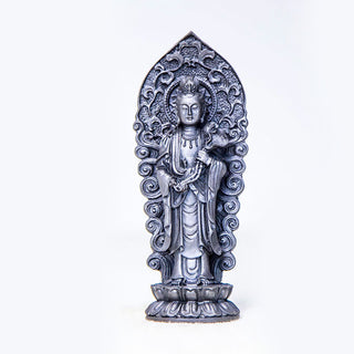 Buddha Gift Handmade Amitabha Guanyin Avalokitesvara Mahasthamaprapta Iron Powder Rust Cast Resin Statue Decoration