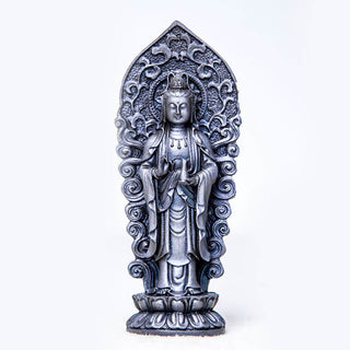 Buddha Gift Handmade Amitabha Guanyin Avalokitesvara Mahasthamaprapta Iron Powder Rust Cast Resin Statue Decoration