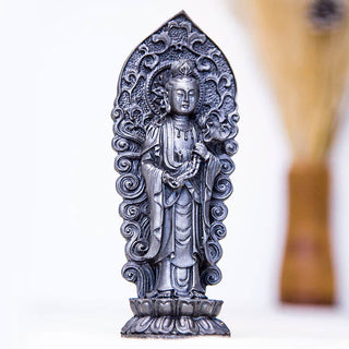 Buddha Gift Handmade Amitabha Guanyin Avalokitesvara Mahasthamaprapta Iron Powder Rust Cast Resin Statue Decoration