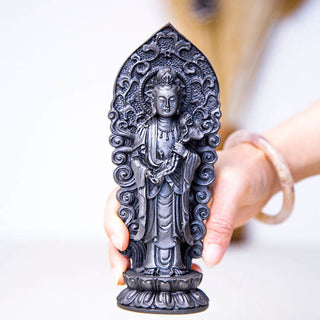 Buddha Gift Handmade Amitabha Guanyin Avalokitesvara Mahasthamaprapta Iron Powder Rust Cast Resin Statue Decoration