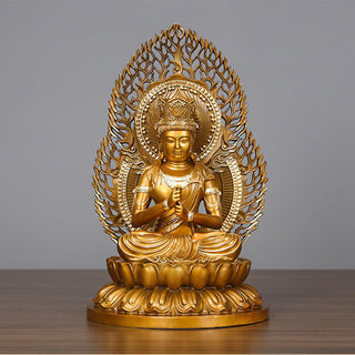 Buddha Gift Tathagata Buddha Figurine Serenity Copper Statue Home Offering Decoration