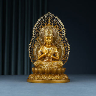 Buddha Gift Tathagata Buddha Figurine Serenity Copper Statue Home Offering Decoration
