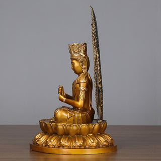 Buddha Gift Tathagata Buddha Figurine Serenity Copper Statue Home Offering Decoration