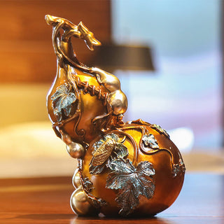 Buddha Gift Golden Gourd Brass Copper Statue Home Desk Decoration