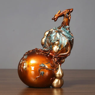 Buddha Gift Golden Gourd Brass Copper Statue Home Desk Decoration