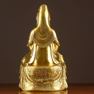 Buddha Gift Kwan Yin Avalokitesvara Wealth Brass Copper Statue Home Desk Decoration