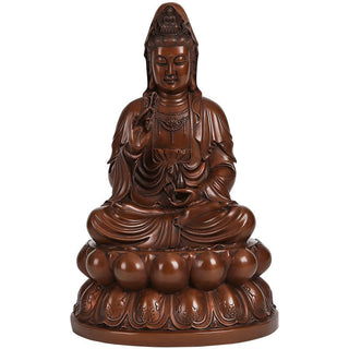 Buddha Gift Kwan Yin Avalokitesvara Lotus Wealth Copper Statue Home Desk Decoration