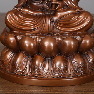 Buddha Gift Kwan Yin Avalokitesvara Lotus Wealth Copper Statue Home Desk Decoration