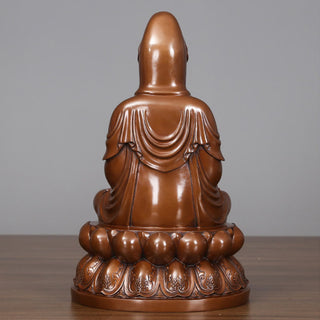 Buddha Gift Kwan Yin Avalokitesvara Lotus Wealth Copper Statue Home Desk Decoration