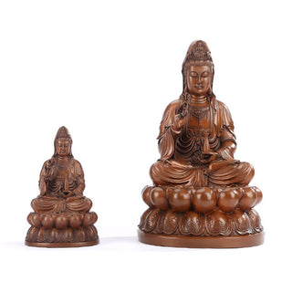 Buddha Gift Kwan Yin Avalokitesvara Lotus Wealth Copper Statue Home Desk Decoration