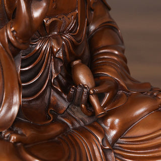 Buddha Gift Kwan Yin Avalokitesvara Lotus Wealth Copper Statue Home Desk Decoration