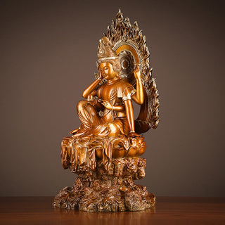 Buddha Gift Kwan Yin Avalokitesvara Success Brass Copper Statue Home Desk Altar Decoration