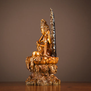 Buddha Gift Kwan Yin Avalokitesvara Success Brass Copper Statue Home Desk Altar Decoration
