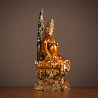 Buddha Gift Kwan Yin Avalokitesvara Success Brass Copper Statue Home Desk Altar Decoration