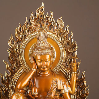 Buddha Gift Kwan Yin Avalokitesvara Success Brass Copper Statue Home Desk Altar Decoration