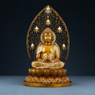 Buddha Gift Sakyamuni Amitabha Medicine Buddha Figurine Serenity Copper Statue Home Offering Decoration