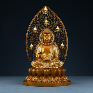 Buddha Gift Sakyamuni Amitabha Medicine Buddha Figurine Serenity Copper Statue Home Offering Decoration