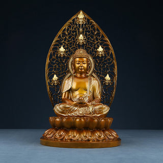 Buddha Gift Sakyamuni Amitabha Medicine Buddha Figurine Serenity Copper Statue Home Offering Decoration