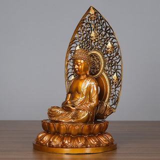 Buddha Gift Sakyamuni Amitabha Medicine Buddha Figurine Serenity Copper Statue Home Offering Decoration