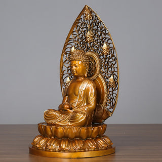 Buddha Gift Sakyamuni Amitabha Medicine Buddha Figurine Serenity Copper Statue Home Offering Decoration