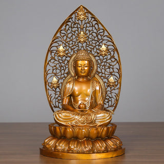 Buddha Gift Sakyamuni Amitabha Medicine Buddha Figurine Serenity Copper Statue Home Offering Decoration