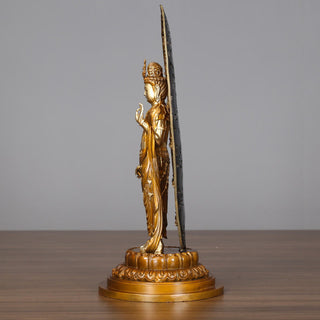 Buddha Gift Kwan Yin Avalokitesvara Aura Harmony Brass Copper Statue Home Desk Decoration