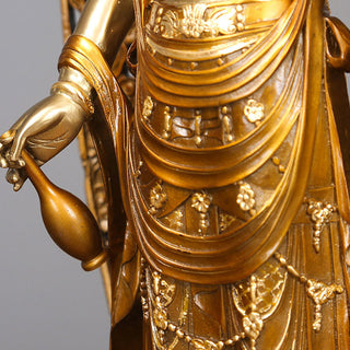 Buddha Gift Kwan Yin Avalokitesvara Aura Harmony Brass Copper Statue Home Desk Decoration