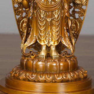 Buddha Gift Kwan Yin Avalokitesvara Aura Harmony Brass Copper Statue Home Desk Decoration