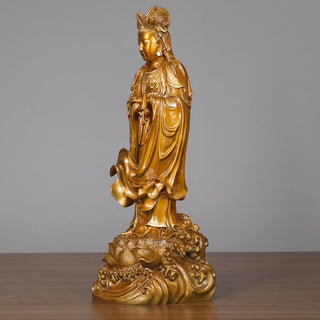 Buddha Gift Kwan Yin Avalokitesvara Holding A Vase Brass Harmony Copper Statue Home Decoration