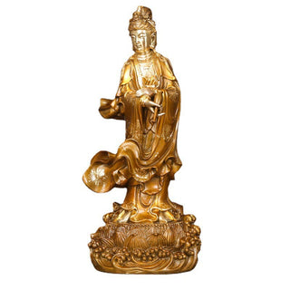 Buddha Gift Kwan Yin Avalokitesvara Holding A Vase Brass Harmony Copper Statue Home Decoration