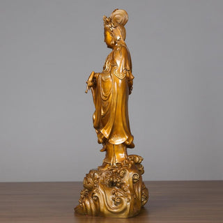 Buddha Gift Kwan Yin Avalokitesvara Holding A Vase Brass Harmony Copper Statue Home Decoration