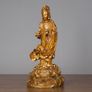 Buddha Gift Kwan Yin Avalokitesvara Holding A Vase Brass Harmony Copper Statue Home Decoration