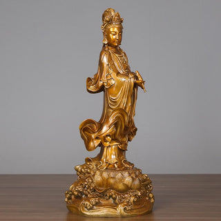Buddha Gift Kwan Yin Avalokitesvara Holding A Vase Brass Harmony Copper Statue Home Decoration