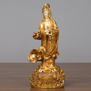 Buddha Gift Kwan Yin Avalokitesvara Holding A Vase Brass Harmony Copper Statue Home Decoration
