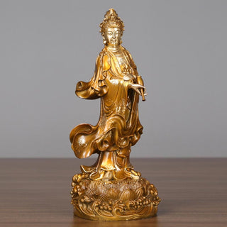 Buddha Gift Kwan Yin Avalokitesvara Holding A Vase Brass Harmony Copper Statue Home Decoration