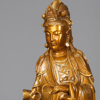 Buddha Gift Kwan Yin Avalokitesvara Holding A Vase Brass Harmony Copper Statue Home Decoration