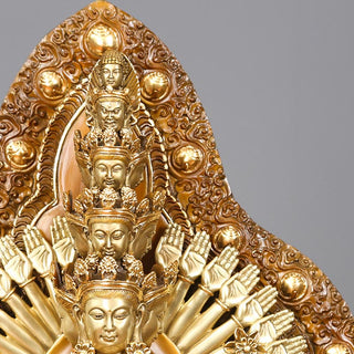 Buddha Gift Handmade Thousand-armed Avalokitesvara Kwan Yin Wealth Brass Copper Statue Decoration
