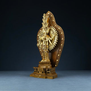 Buddha Gift Handmade Thousand-armed Avalokitesvara Kwan Yin Wealth Brass Copper Statue Decoration