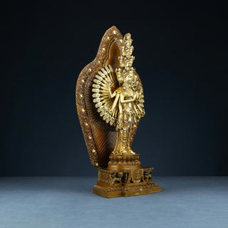 Buddha Gift Handmade Thousand-armed Avalokitesvara Kwan Yin Wealth Brass Copper Statue Decoration