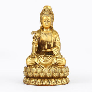 Buddha Gift Kwan Yin Avalokitesvara Holding A Willow Bottle Harmony Brass Copper Statue Home Decoration