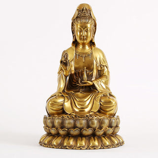 Buddha Gift Kwan Yin Avalokitesvara Holding A Willow Bottle Harmony Brass Copper Statue Home Decoration