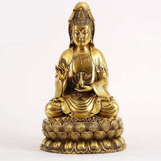 Buddha Gift Kwan Yin Avalokitesvara Holding A Willow Bottle Harmony Brass Copper Statue Home Decoration
