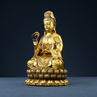 Buddha Gift Kwan Yin Avalokitesvara Holding A Willow Bottle Harmony Brass Copper Statue Home Decoration