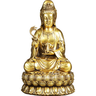 Buddha Gift Kwan Yin Avalokitesvara Holding A Willow Bottle Harmony Brass Copper Statue Home Decoration