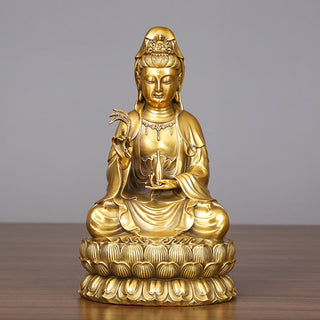 Buddha Gift Kwan Yin Avalokitesvara Holding A Willow Bottle Harmony Brass Copper Statue Home Decoration