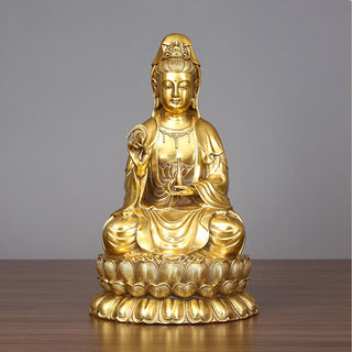 Buddha Gift Kwan Yin Avalokitesvara Holding A Willow Bottle Harmony Brass Copper Statue Home Decoration