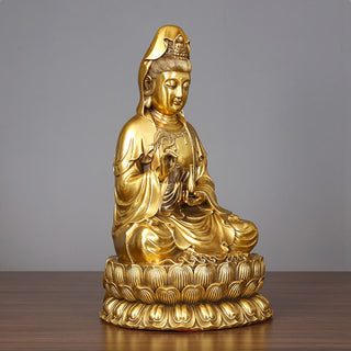 Buddha Gift Kwan Yin Avalokitesvara Holding A Willow Bottle Harmony Brass Copper Statue Home Decoration